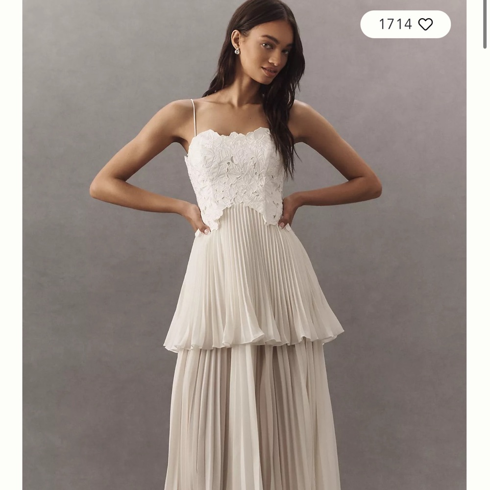 White Elegant Anthropologie Dress - Picture 2 of 4